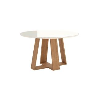 Mesa Tampo Redondo Lins 1,40 SC130-127 com Vidro Nature/Off White Henn
