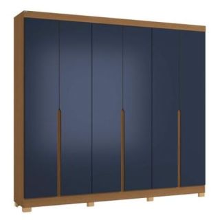 Roupeiro 6 Portas com Pés Canela/Azul Kappesberg