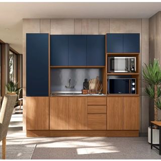 Cozinha Modulada Canela/Azul Kappesberg